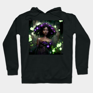 Girl with Glowing Purple Flowers - best selling Hoodie